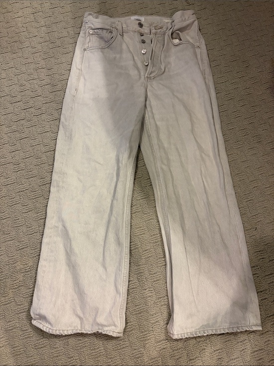 Citizens Of Humanity Denim - Citizens Of Humanity Light Gray Wide-Leg Button-Fly Jeans